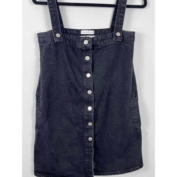 Urban Outfitters Denim Overall Black Jean Button Front Dress Size Small - Picture 2 of 8